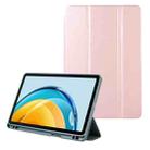 For Huawei MatePad SE Solid Color 3-folding Leather Tablet Case(Rose Gold) - 1