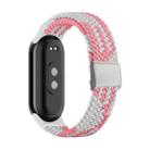 For Xiaomi Mi Band 8 Adjustable Nylon Braided Steel Buckle Watch Band(Pink White) - 1