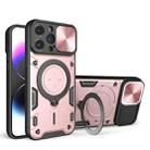 For iPhone 14 Pro Max CD Texture Sliding Camshield Magnetic Holder Phone Case(Pink) - 1