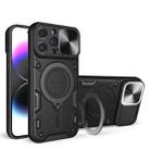 For iPhone 14 Pro Max CD Texture Sliding Camshield Magnetic Holder Phone Case(Black) - 1