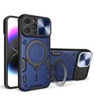 For iPhone 14 Pro Max CD Texture Sliding Camshield Magnetic Holder Phone Case(Blue) - 1