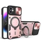 For iPhone 12 CD Texture Sliding Camshield Magnetic Holder Phone Case(Pink) - 1