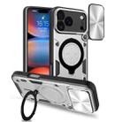 For iPhone 17 Pro Max CD Texture Sliding Camshield Magnetic Holder Phone Case(Silver) - 1