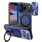 For iPhone 17 Pro CD Texture Sliding Camshield Magnetic Holder Phone Case(Blue) - 1
