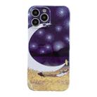 For iPhone 14 Plus Oil Painting Pattern Glossy PC Phone Case(Moon) - 1