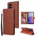 For OPPO A96 5G / Reno7 Z / Reno8 Z Multifunctional 3 Card Slots Leather Phone Case(Brown) - 1