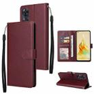 For OPPO Reno8 T 4G Multifunctional 3 Card Slots Leather Phone Case(Wine Red) - 1