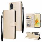 For OPPO Reno8 T 4G Multifunctional 3 Card Slots Leather Phone Case(Gold) - 1