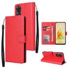 For OPPO Reno8 T 4G Multifunctional 3 Card Slots Leather Phone Case(Red) - 1