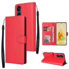 For OPPO Reno8 T 5G Multifunctional 3 Card Slots Leather Phone Case(Red) - 1