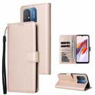 For Xiaomi Redmi 12C Multifunctional 3 Card Slots Leather Phone Case(Gold) - 1