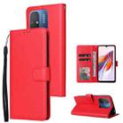 For Xiaomi Redmi 12C Multifunctional 3 Card Slots Leather Phone Case(Red) - 1