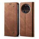 For OPPO Find X6 Denim Texture Casual Style Horizontal Flip Leather Case(Brown) - 1