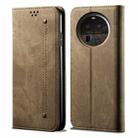 For OPPO Find X6 Pro Denim Texture Casual Style Horizontal Flip Leather Case(Khaki) - 1