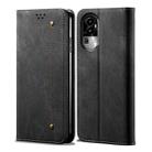 For OPPO Reno10 Global / Reno10 Pro Global Denim Texture Casual Style Horizontal Flip Leather Case(Black) - 1