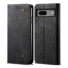 For Google Pixel 7a Denim Texture Casual Style Horizontal Flip Leather Case(Black) - 1