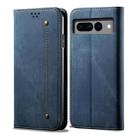 For Google Pixel 8 Denim Texture Casual Style Horizontal Flip Leather Case(Blue) - 1