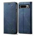 For Google Pixel 8 Pro Denim Texture Casual Style Horizontal Flip Leather Case(Blue) - 1