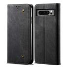 For Google Pixel 8 Pro Denim Texture Casual Style Horizontal Flip Leather Case(Black) - 1