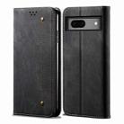 For Google Pixel 8A Denim Texture Casual Style Horizontal Flip Leather Case(Black) - 1