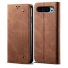 For Google Pixel 9 / 9 Pro Denim Texture Casual Style Horizontal Flip Leather Case(Brown) - 1