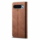 For Google Pixel 9 / 9 Pro Denim Texture Casual Style Horizontal Flip Leather Case(Brown) - 3