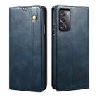 For OPPO Reno12 5G Global Oil Wax Crazy Horse Texture Leather Phone Case(Navy Blue) - 1