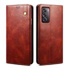 For OPPO Reno12 5G Global Oil Wax Crazy Horse Texture Leather Phone Case(Brown) - 1