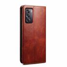 For OPPO Reno12 5G Global Oil Wax Crazy Horse Texture Leather Phone Case(Brown) - 3