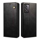 For OPPO Reno12 5G Global Oil Wax Crazy Horse Texture Leather Phone Case(Black) - 1