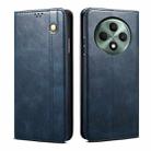 For OPPO Reno12 F 5G Global Oil Wax Crazy Horse Texture Leather Phone Case(Navy Blue) - 1