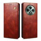 For OPPO Reno12 F 5G Global Oil Wax Crazy Horse Texture Leather Phone Case(Brown) - 1