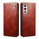 For OPPO K12x 5G Global Oil Wax Crazy Horse Texture Leather Phone Case(Brown) - 1