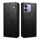 For OPPO A3X 5G India Oil Wax Crazy Horse Texture Leather Phone Case(Black) - 1