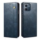 For OPPO Reno14 Pro 5G Global Oil Wax Crazy Horse Texture Leather Phone Case(Navy Blue) - 1