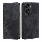 For Honor X50i 5G / 9 Lite RFID Anti-theft Brush Magnetic Leather Phone Case(Black) - 1