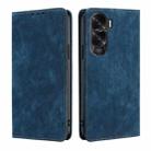 For Honor X50i 5G / 9 Lite RFID Anti-theft Brush Magnetic Leather Phone Case(Blue) - 1