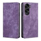 For Honor X50i 5G / 9 Lite RFID Anti-theft Brush Magnetic Leather Phone Case(Purple) - 1