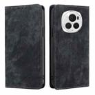 For Honor Magic6 Pro RFID Anti-theft Brush Magnetic Leather Phone Case(Black) - 1