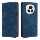 For Honor Magic6 Pro RFID Anti-theft Brush Magnetic Leather Phone Case(Blue) - 1