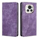 For Honor Magic6 RFID Anti-theft Brush Magnetic Leather Phone Case(Purple) - 1