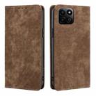 For Honor Play 60 Plus RFID Anti-theft Brush Magnetic Leather Phone Case(Brown) - 1