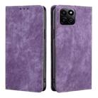 For Honor Play 60 Plus RFID Anti-theft Brush Magnetic Leather Phone Case(Purple) - 1