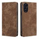 For Honor 200 5G RFID Anti-theft Brush Magnetic Leather Phone Case(Brown) - 1