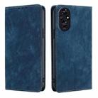 For Honor 200 5G RFID Anti-theft Brush Magnetic Leather Phone Case(Blue) - 1