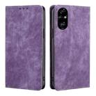 For Honor 200 Pro 5G RFID Anti-theft Brush Magnetic Leather Phone Case(Purple) - 1