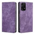 For Honor 200 Lite 5G Global RFID Anti-theft Brush Magnetic Leather Phone Case(Purple) - 1