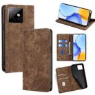 For Honor X60 GT 5G RFID Anti-theft Brush Magnetic Leather Phone Case(Brown) - 1