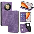 For Honor X70 5G RFID Anti-theft Brush Magnetic Leather Phone Case(Purple) - 1