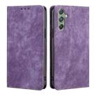For Samsung Galaxy M34 5G / F34 5G RFID Anti-theft Brush Magnetic Leather Phone Case(Purple) - 1
